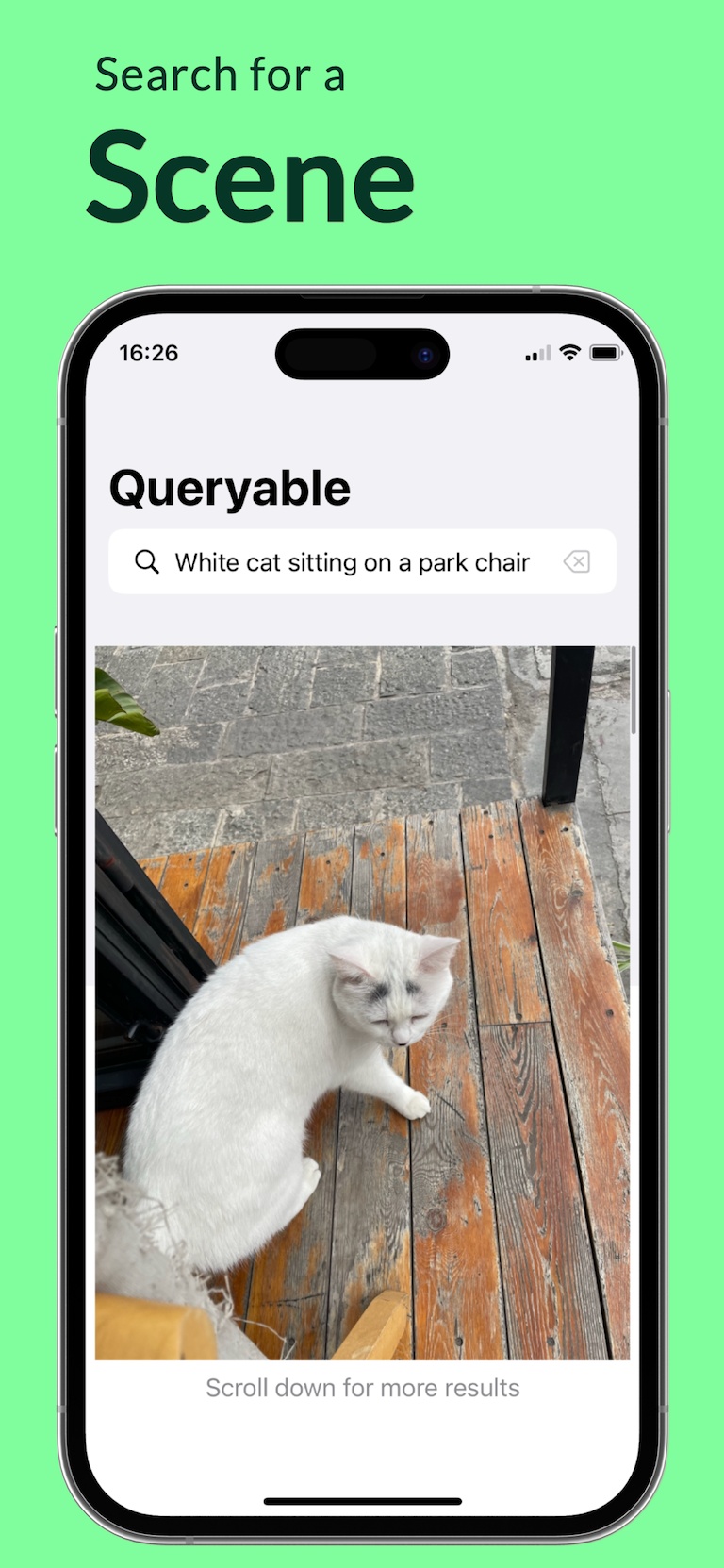 Queryable showing natural-language photo search results